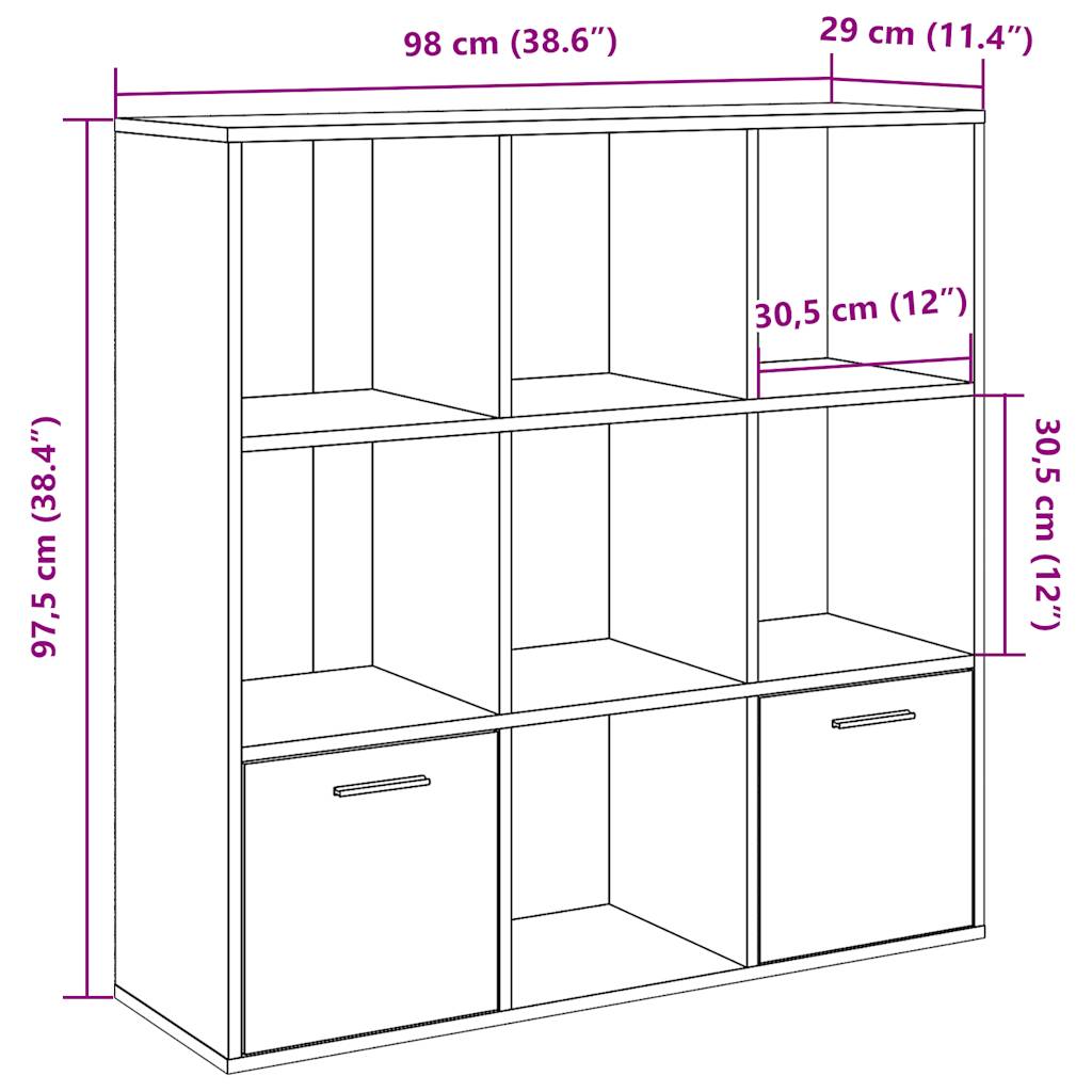 antik fa színű szerelt fa könyvszekrény 98 x 29 x 97,5 cm