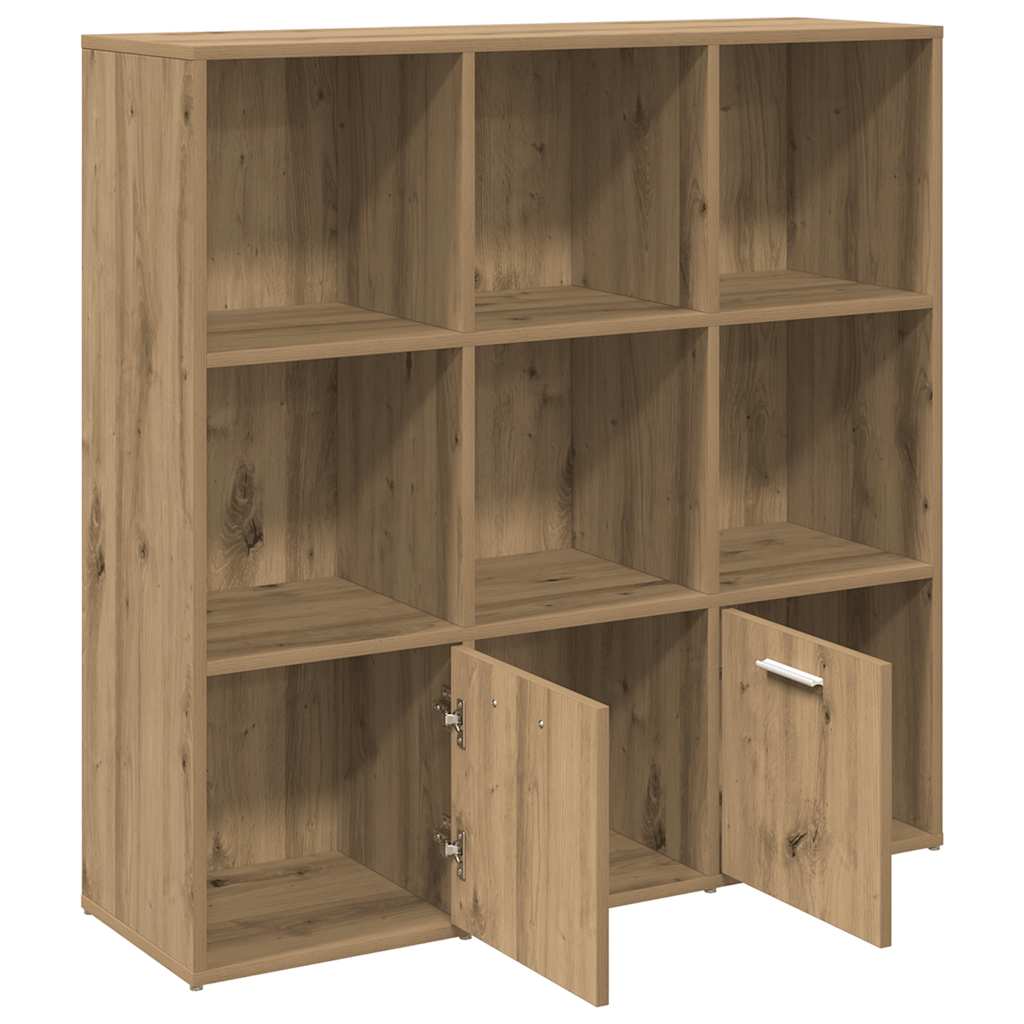 kézműves tölgy színű szerelt fa könyvszekrény 98x29x97,5 cm