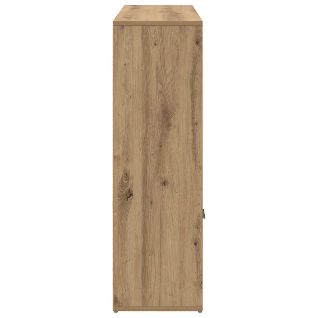 kézműves tölgy színű szerelt fa könyvszekrény 98x29x97,5 cm