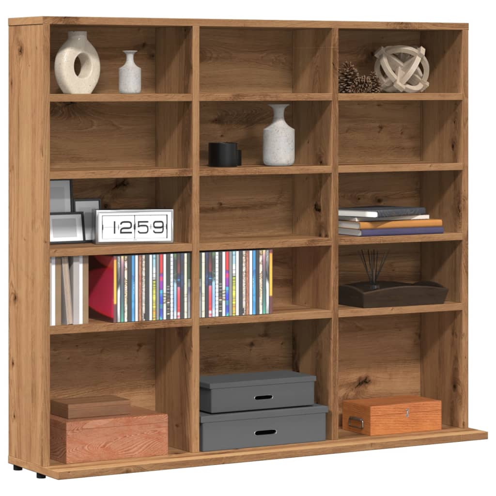 kézműves tölgy színű szerelt fa CD-szekrény 100 x 23 x 89,5 cm