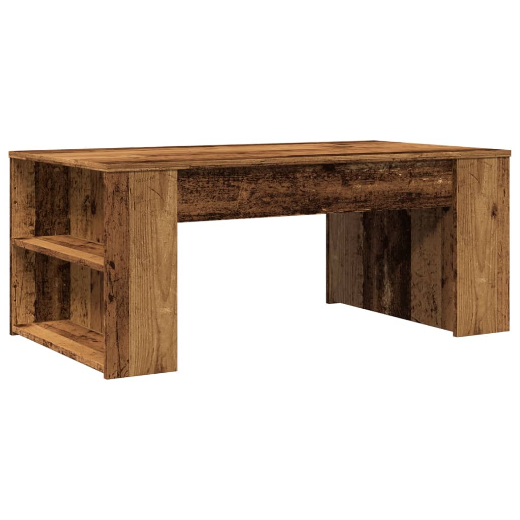 antik fa színű szerelt fa dohányzóasztal 102 x 55 x 42 cm