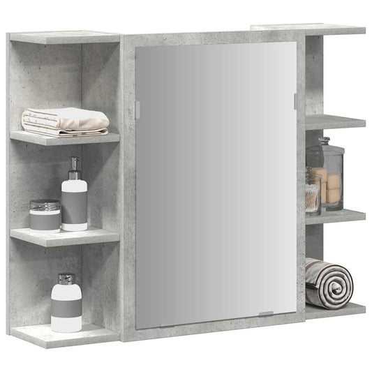 betonszürke forgácslap fürdőszobai tükör 80 x 20,5 x 64 cm
