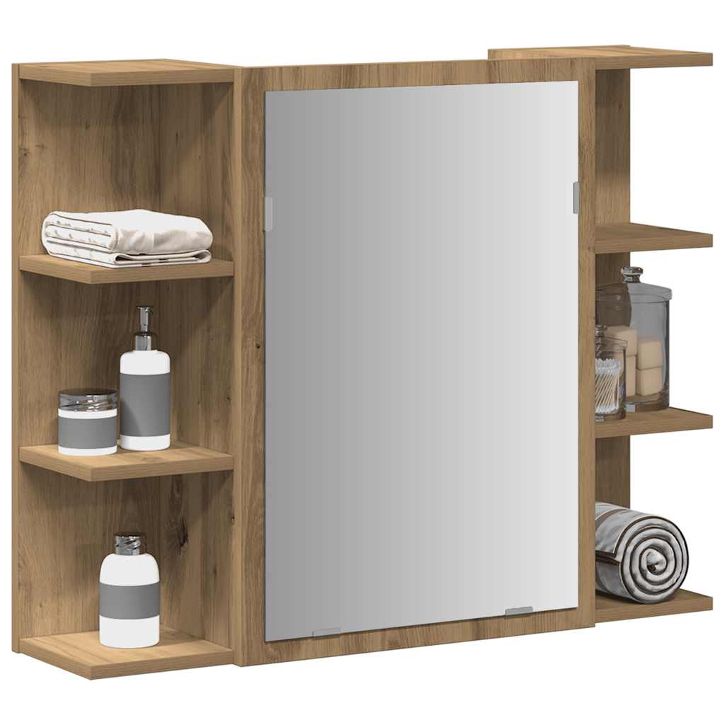 Fürdőszobai tükörszekrény Artisan Oak 80x20,5x64 cm Gépelt fa