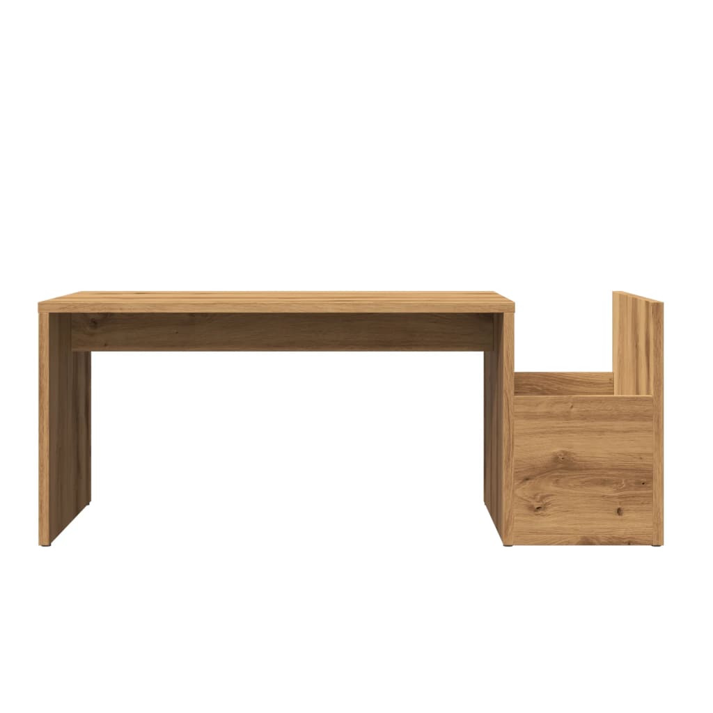 kézműves tölgy színű szerelt fa dohányzóasztal 90 x 45 x 35 cm