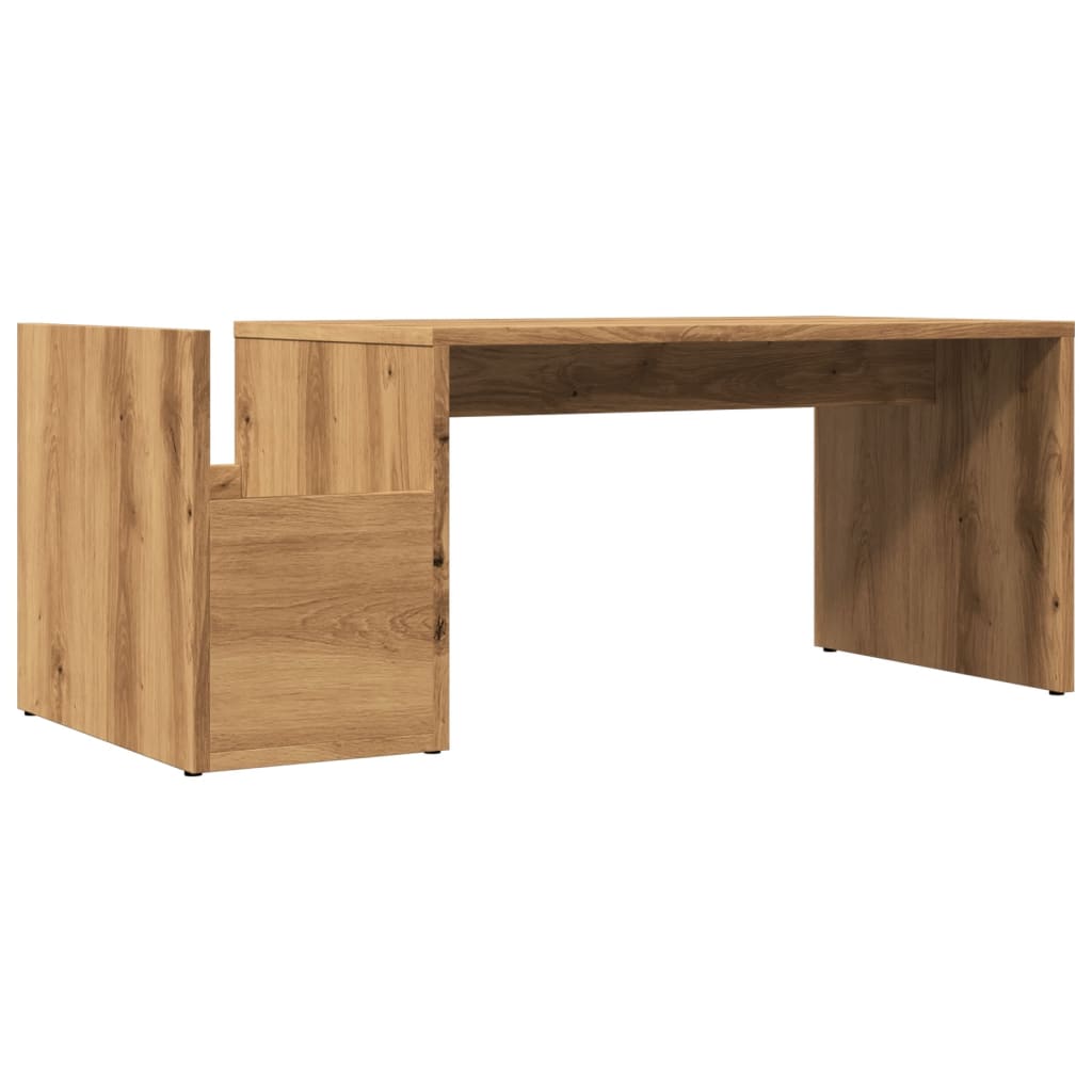 kézműves tölgy színű szerelt fa dohányzóasztal 90 x 45 x 35 cm