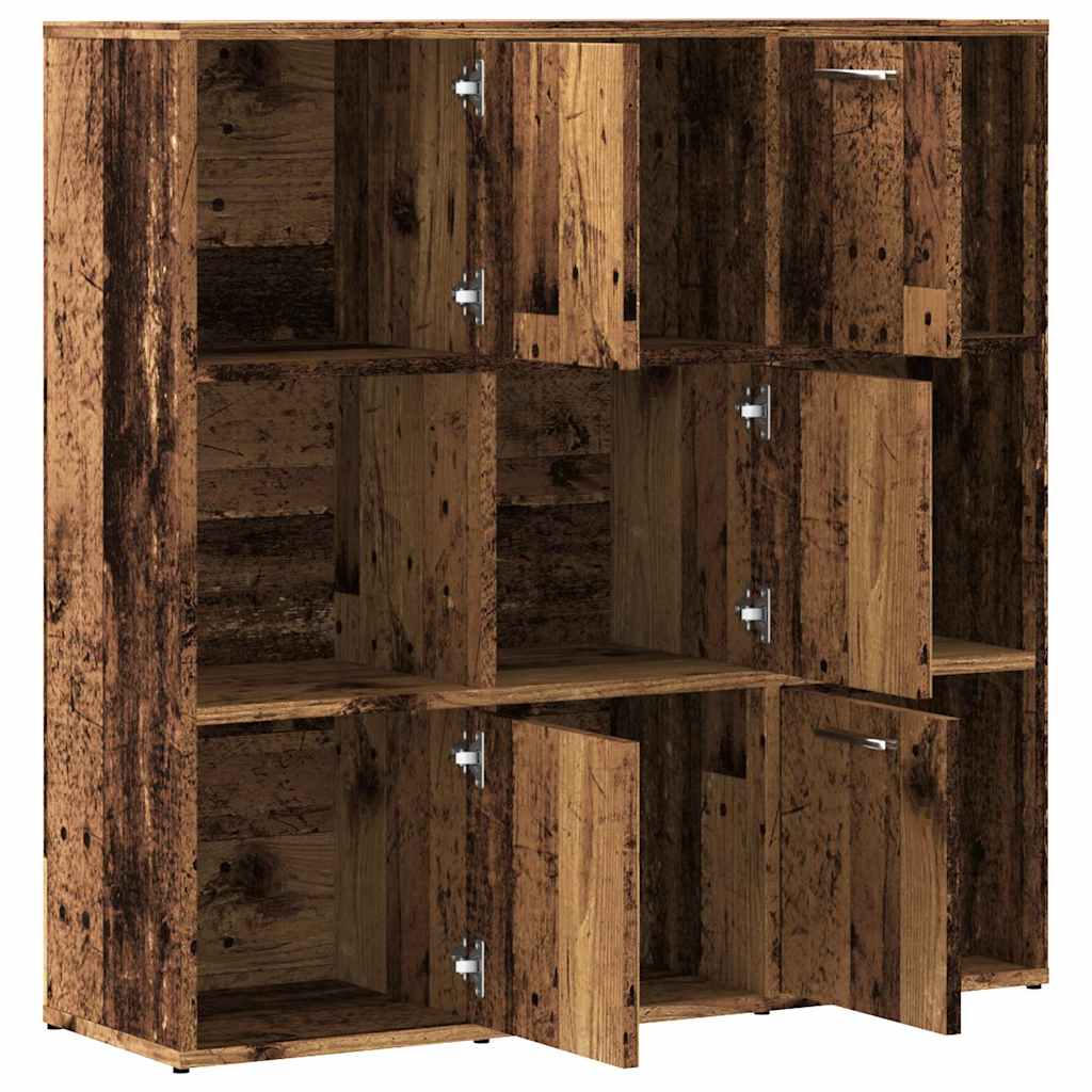 antik fa színű szerelt fa könyvespolc 90 x 28 x 90 cm
