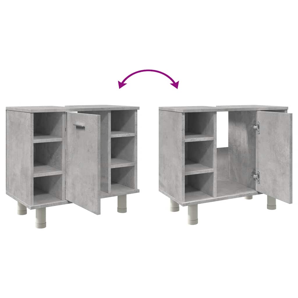 betonszürke szerelt fa fürdőszobaszekrény 60 x 32 x 53,5 cm