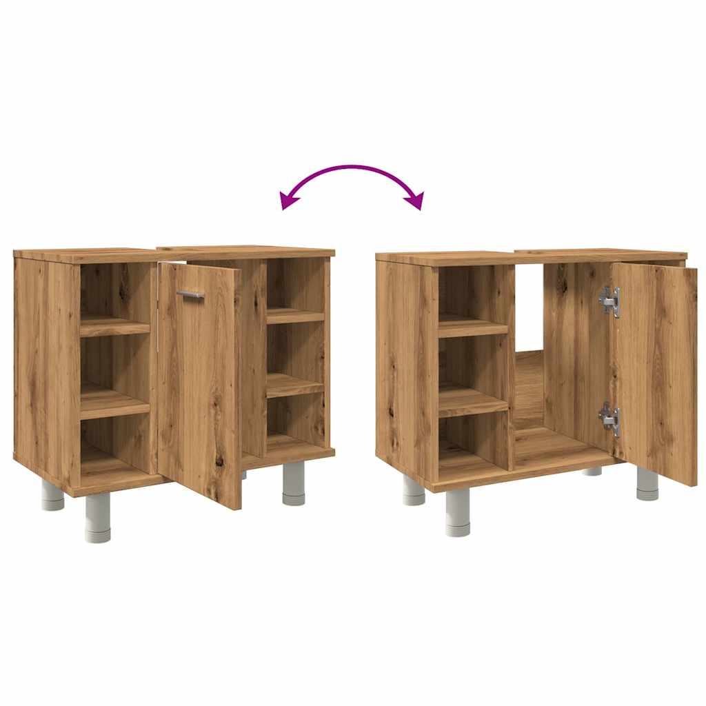 Fürdőszobai szekrény kézműves tölgy 60x32x53,5 cm műszaki fa