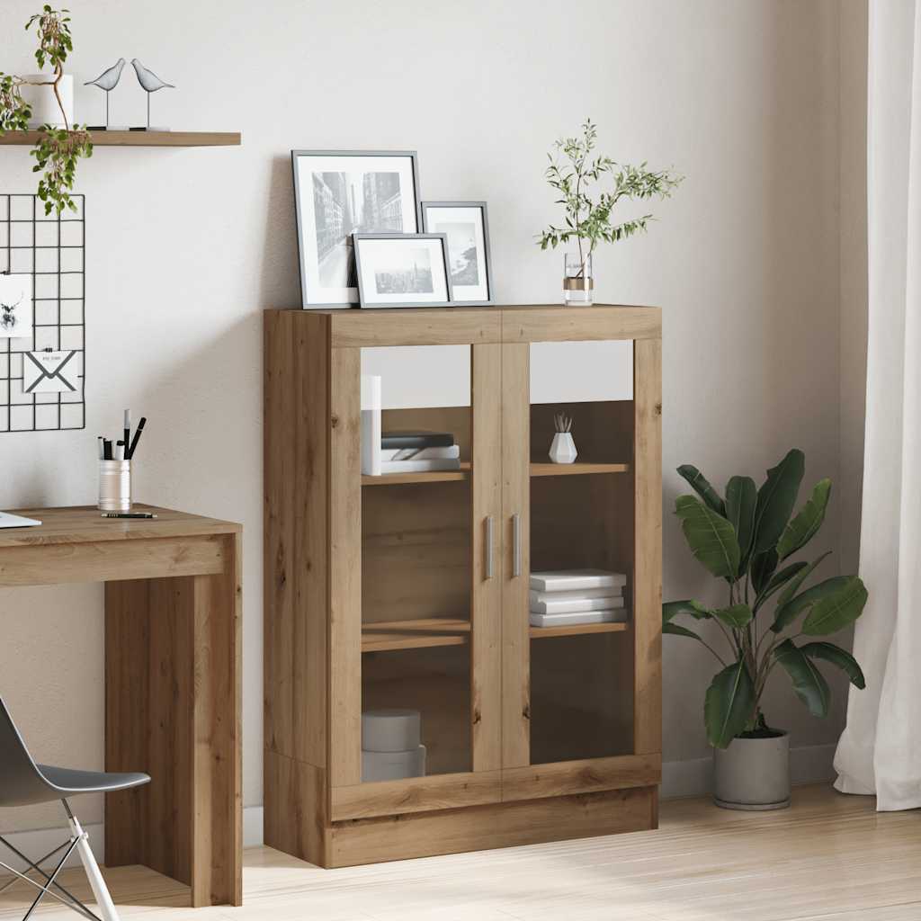 kézműves tölgy színű szerelt fa könyvszekrény 82,5x30,5x115 cm