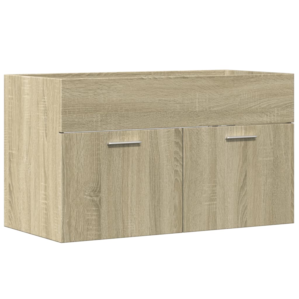 sonoma tölgy szerelt fa fürdőszobai mosdószekrény 90x38,5x46 cm