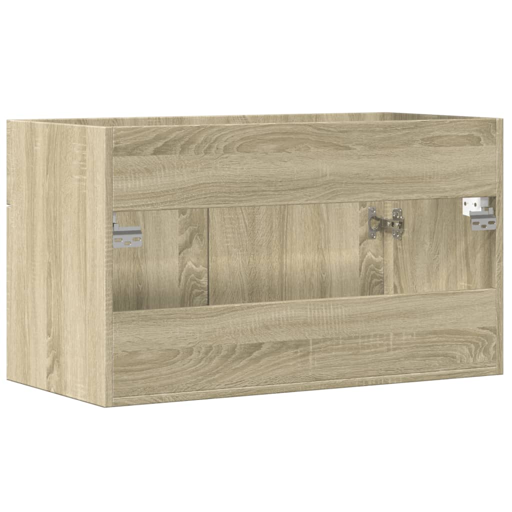 sonoma tölgy szerelt fa fürdőszobai mosdószekrény 90x38,5x46 cm