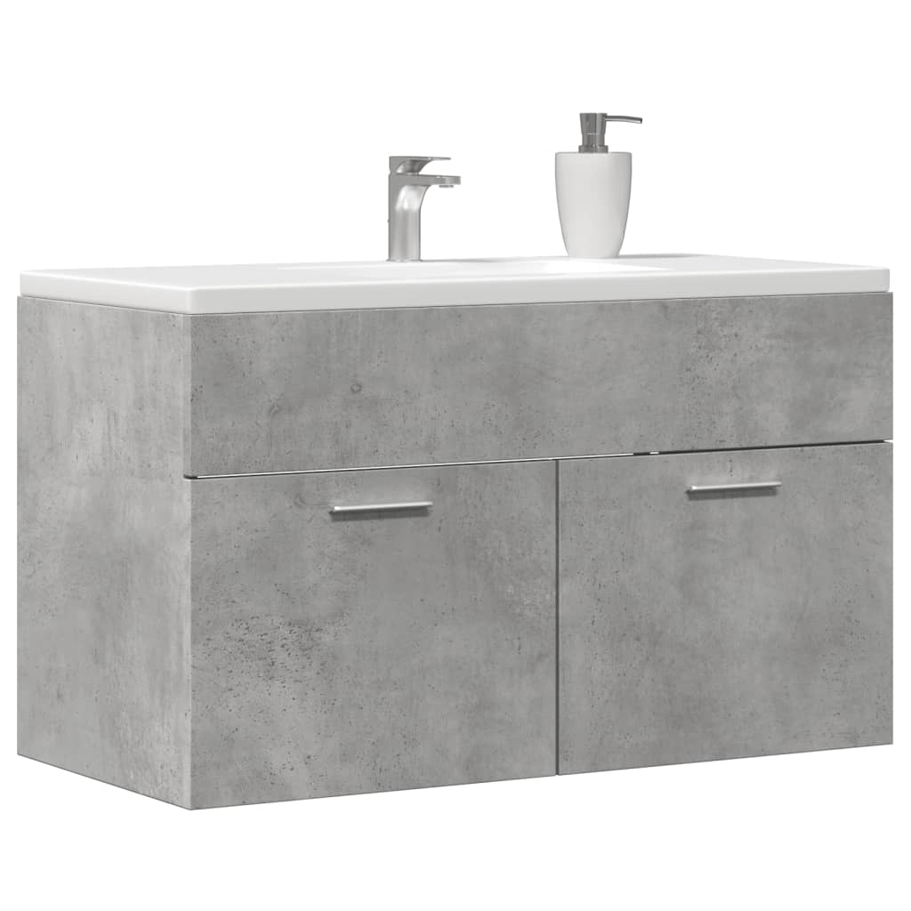 betonszürke szerelt fa fürdőszobai mosdószekrény 90x38,5x46 cm