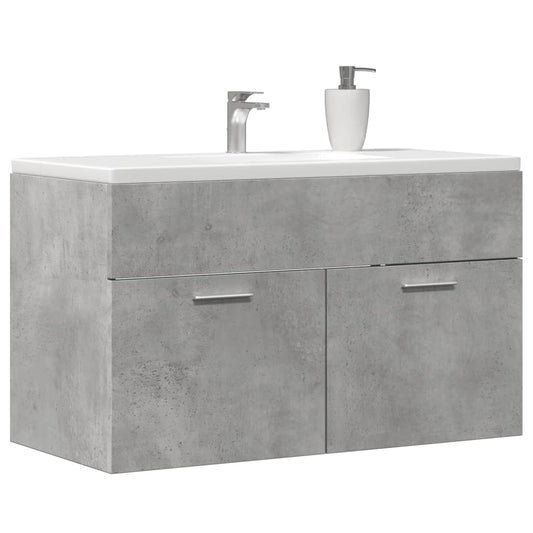betonszürke szerelt fa fürdőszobai mosdószekrény 90x38,5x46 cm