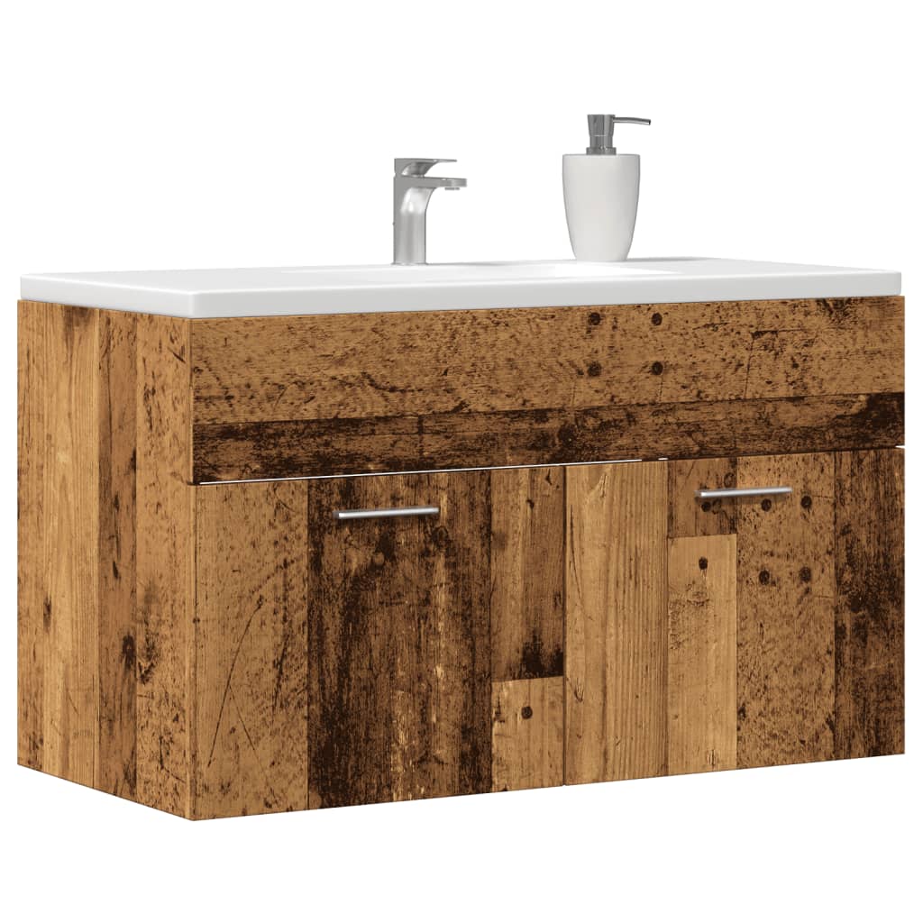 antik fa színű szerelt fa mosdószekrény 90x38,5x46 cm