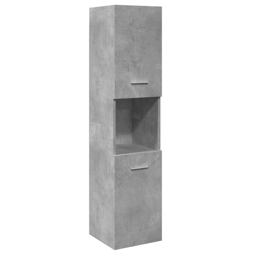 betonszürke szerelt fa függő fürdőszobaszekrény 30x30x130 cm