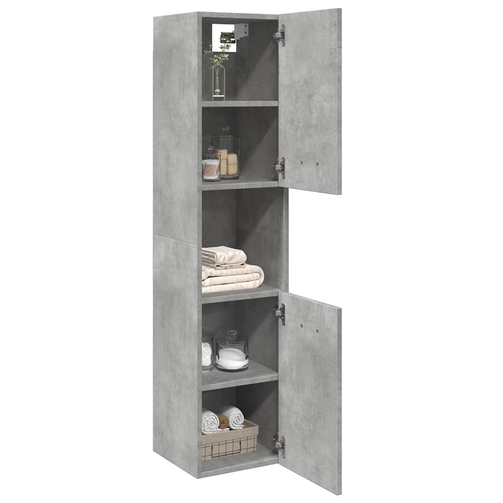 betonszürke szerelt fa függő fürdőszobaszekrény 30x30x130 cm