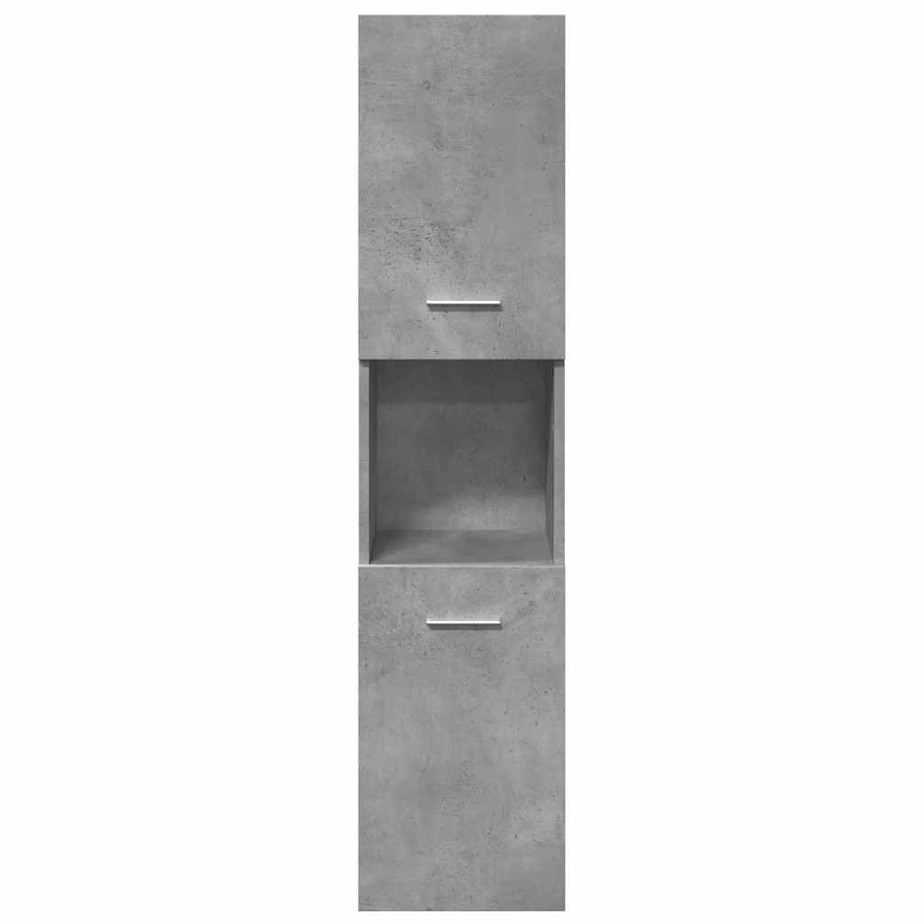 betonszürke szerelt fa függő fürdőszobaszekrény 30x30x130 cm