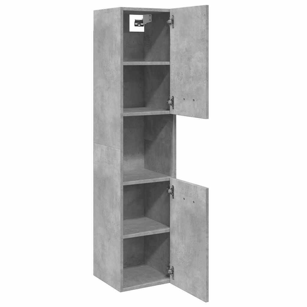 betonszürke szerelt fa függő fürdőszobaszekrény 30x30x130 cm