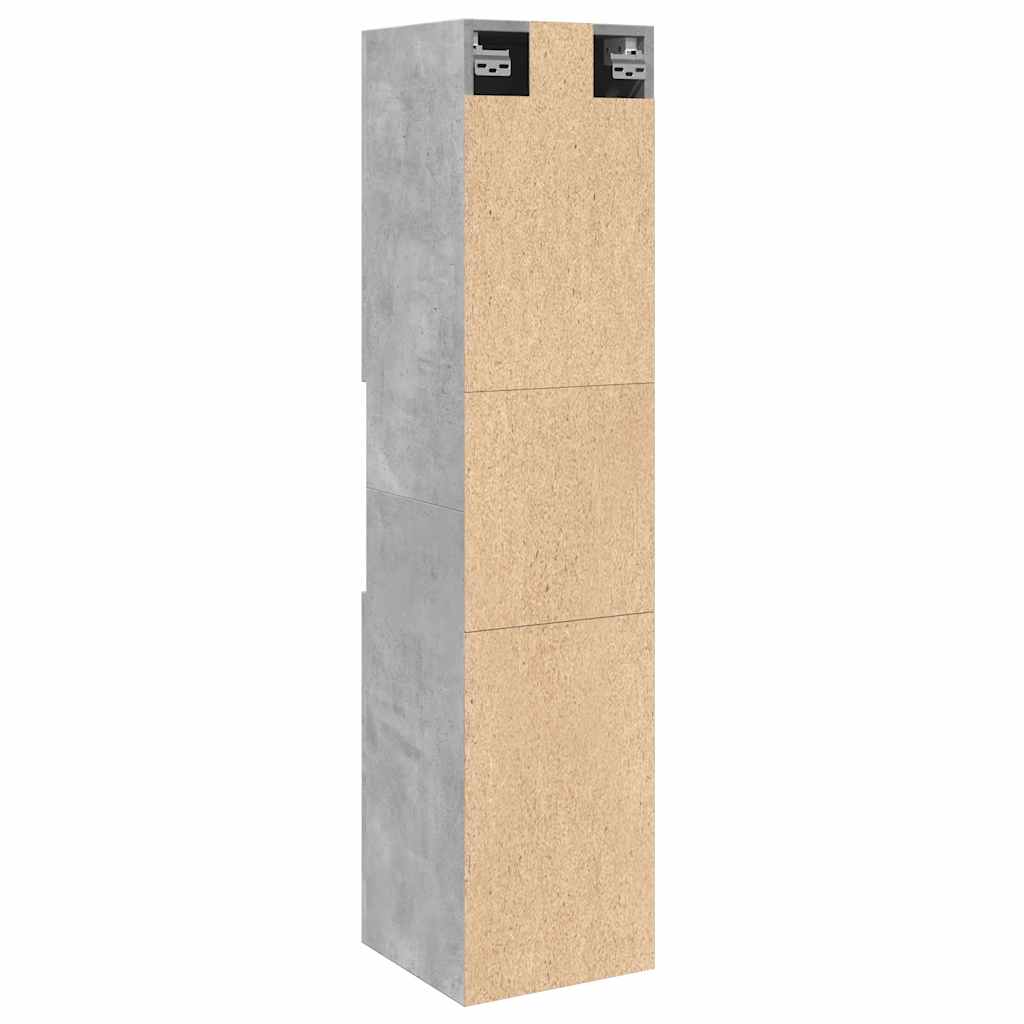 betonszürke szerelt fa függő fürdőszobaszekrény 30x30x130 cm