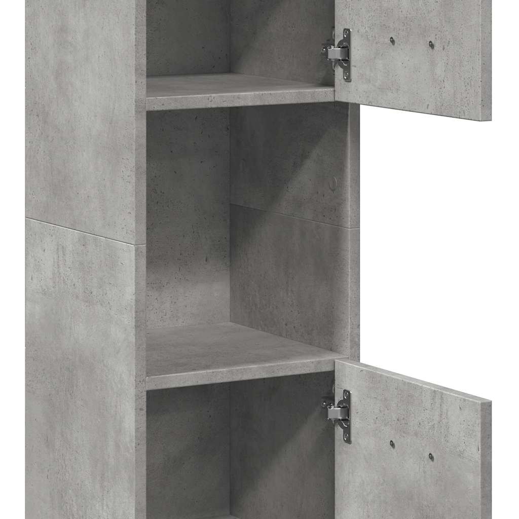 betonszürke szerelt fa függő fürdőszobaszekrény 30x30x130 cm