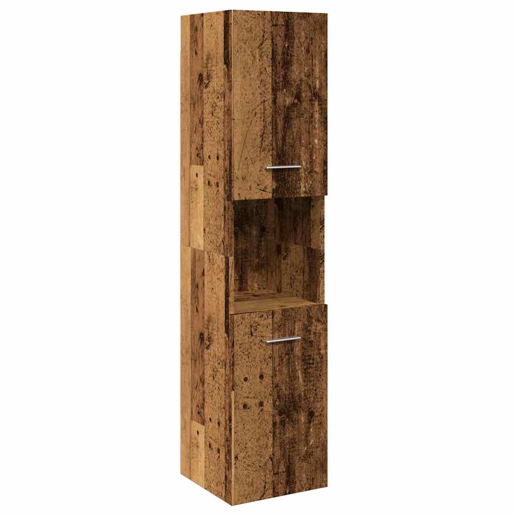 antik fa színű szerelt fa függő fürdőszobaszekrény 30x30x130 cm