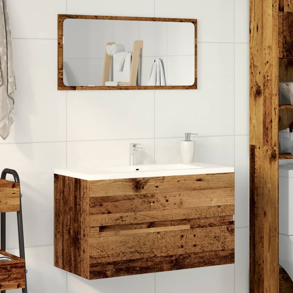 antik fa színű szerelt fa függő fürdőszobaszekrény 80x38,5x45cm