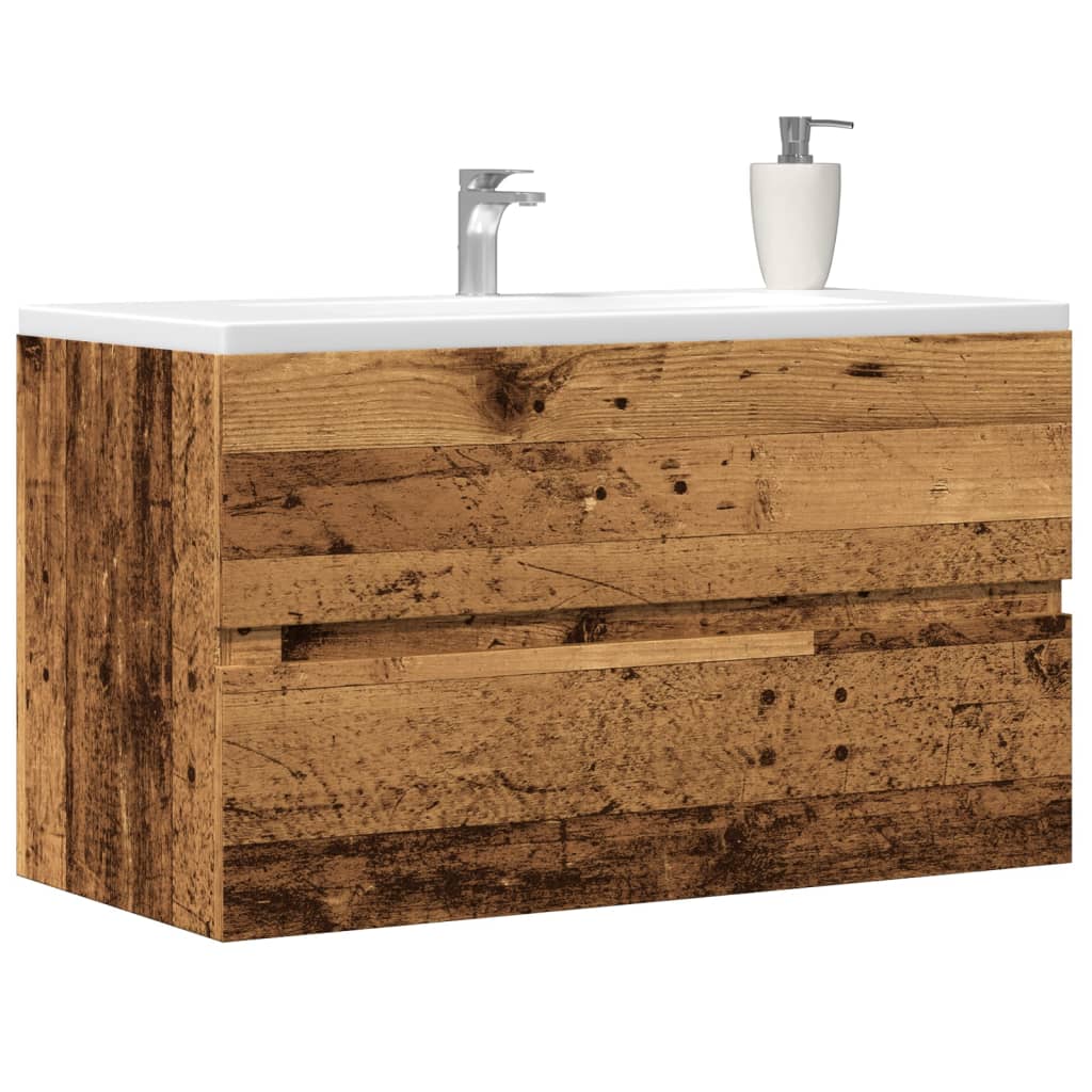 antik fa színű szerelt fa függő fürdőszobaszekrény 80x38,5x45cm
