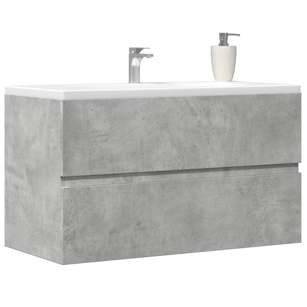 betonszürke szerelt fa mosdószekrény 90 x 38,5 x 45 cm