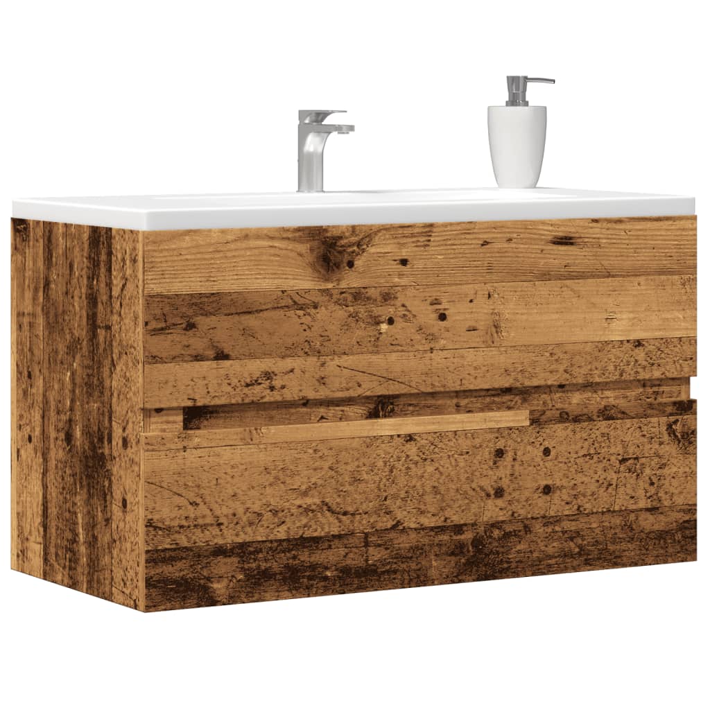 antik fa színű szerelt fa mosdószekrény 90 x 38,5 x 45 cm