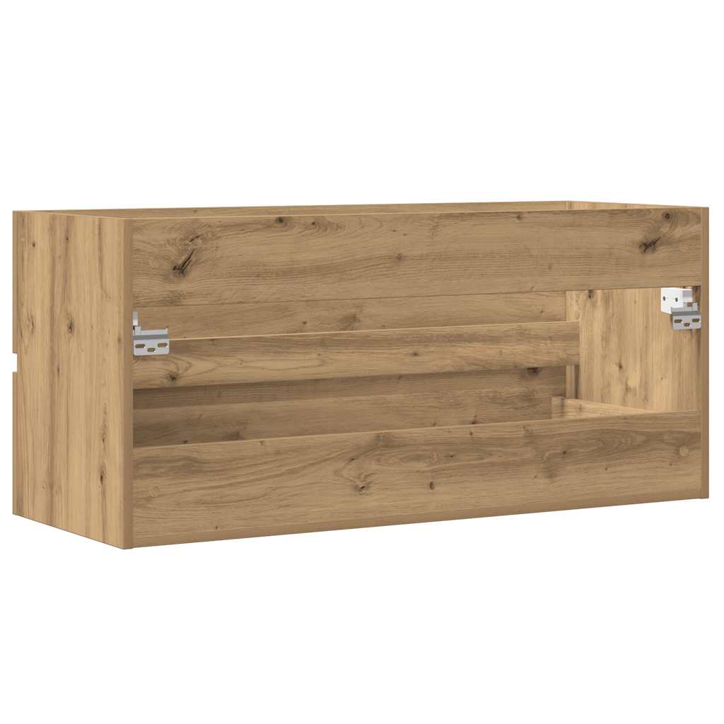 kézműves tölgy színű szerelt fa mosdószekrény 100 x 38,5 x 45cm