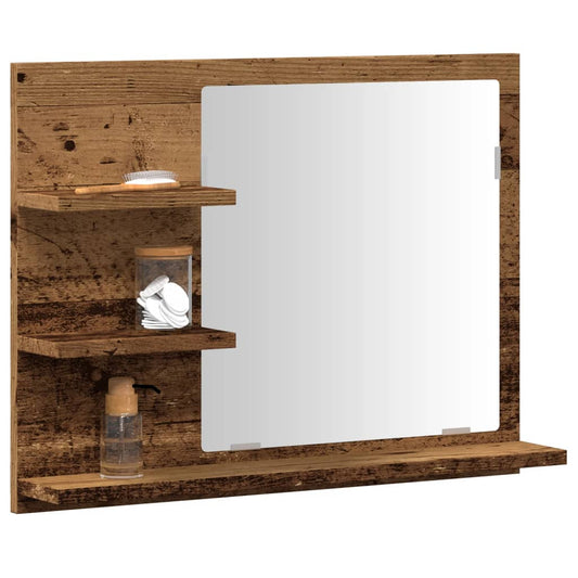 antik fa színű tükrös fürdőszobaszekrény 60 x 10,5 x 45 cm