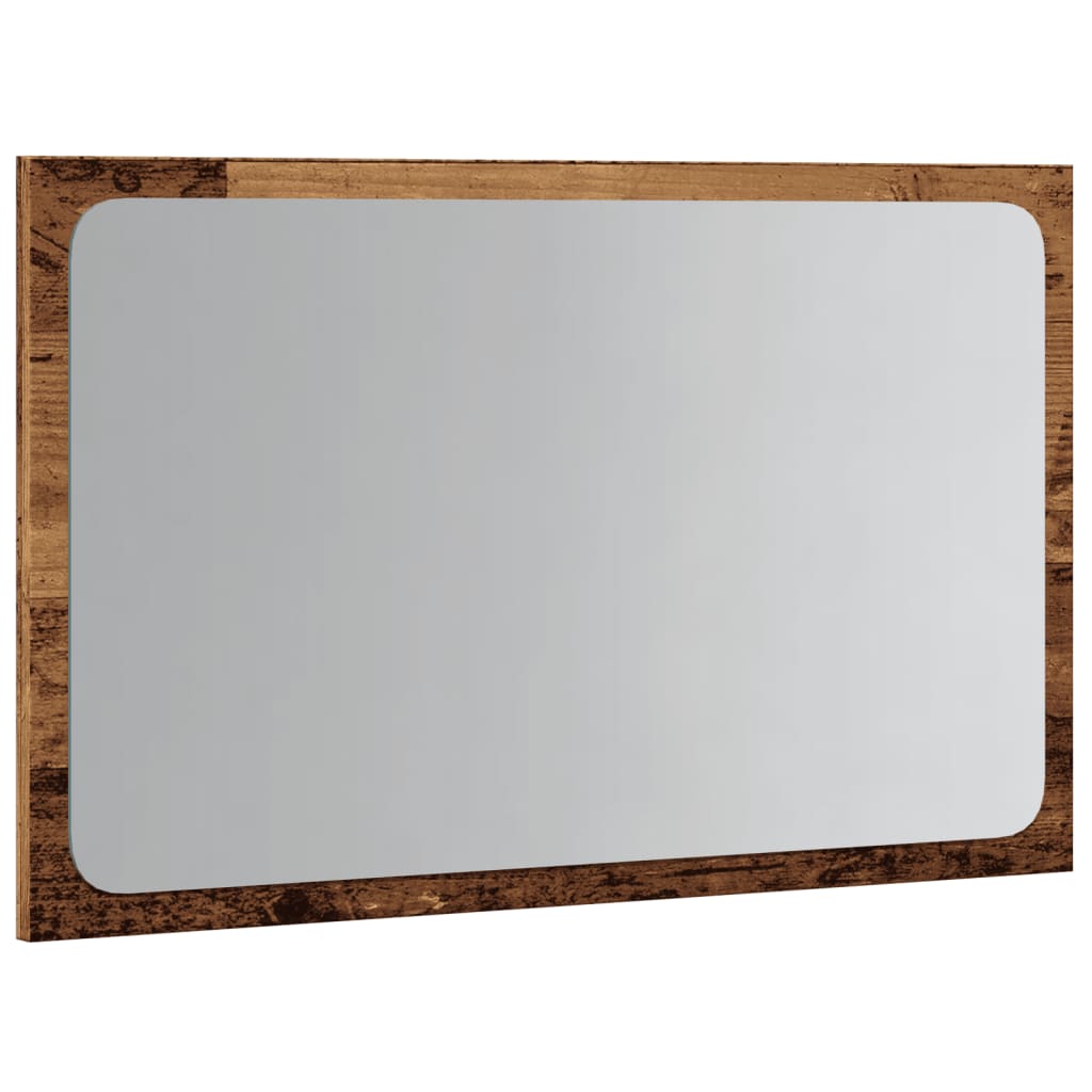 antik fa színű fürdőszobatükör LED-világítással 60x8,5x38 cm