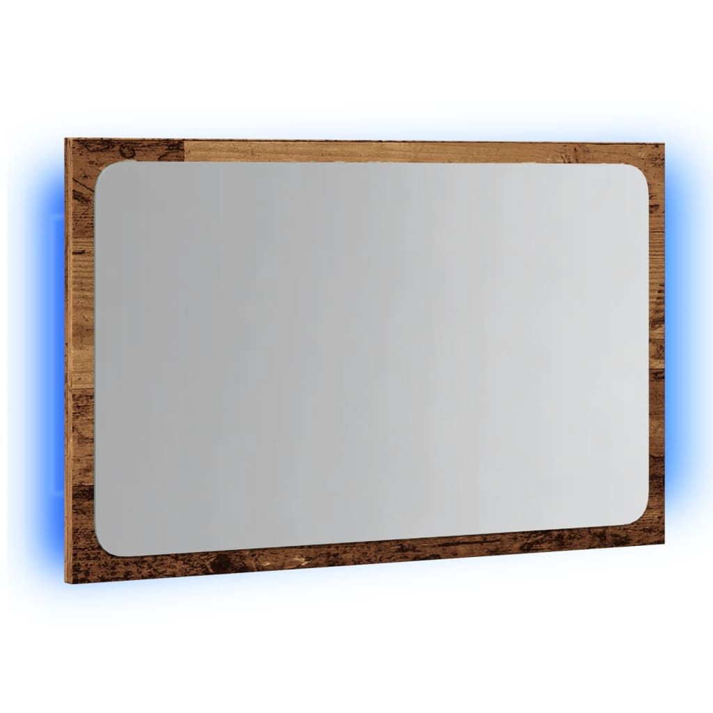 kézműves tölgy színű LED-es fürdőszobatükör 60 x 8,5 x 38 cm