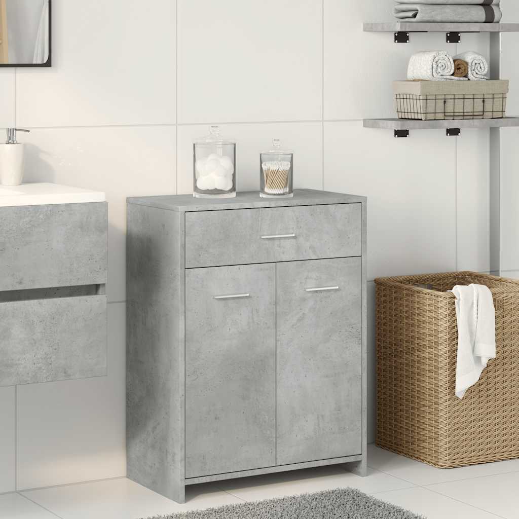 betonszürke szerelt fa fürdőszobaszekrény 60 x 33 x 80 cm