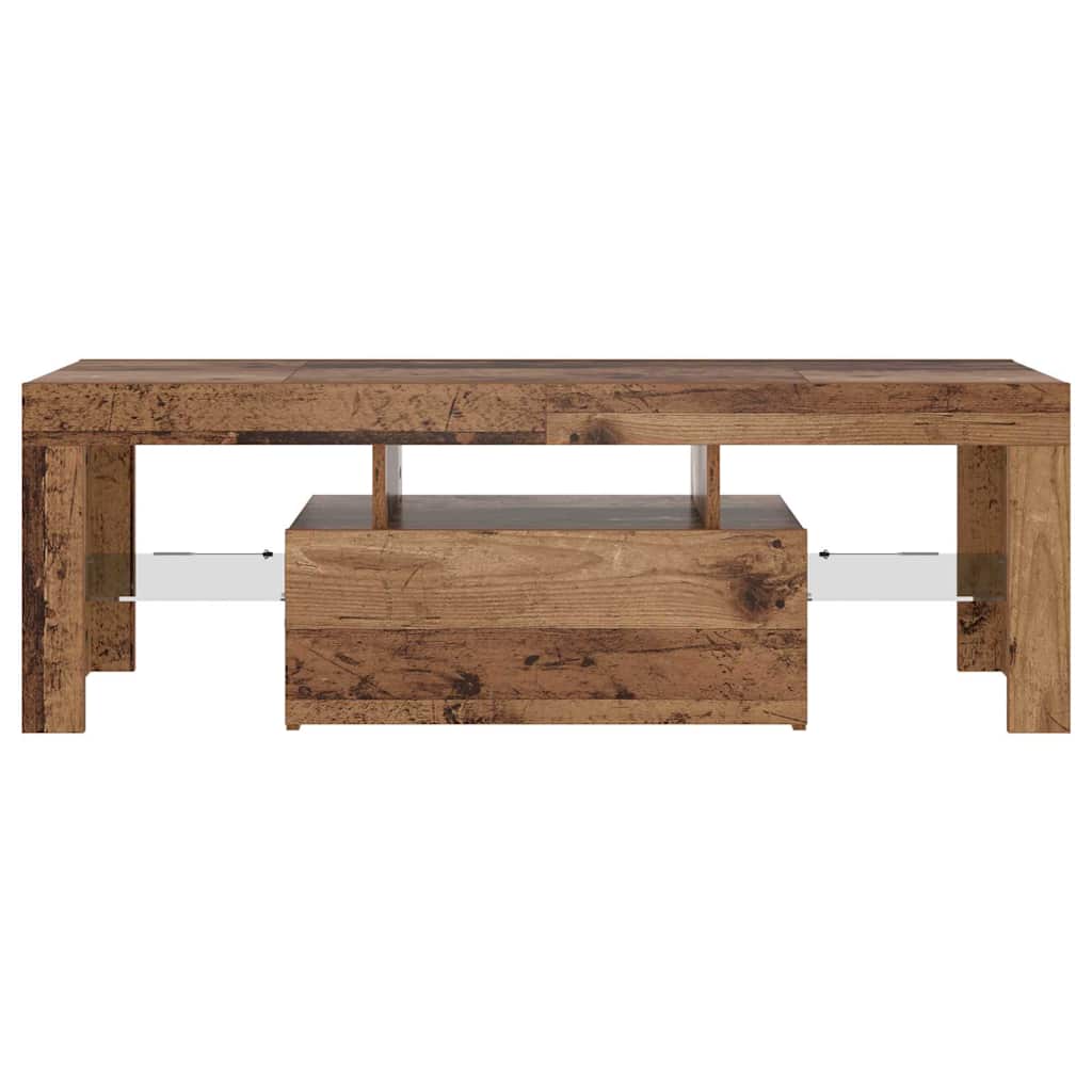 antik fa színű szerelt fa TV-szekrény LED-ekkel 120x36,5x40 cm