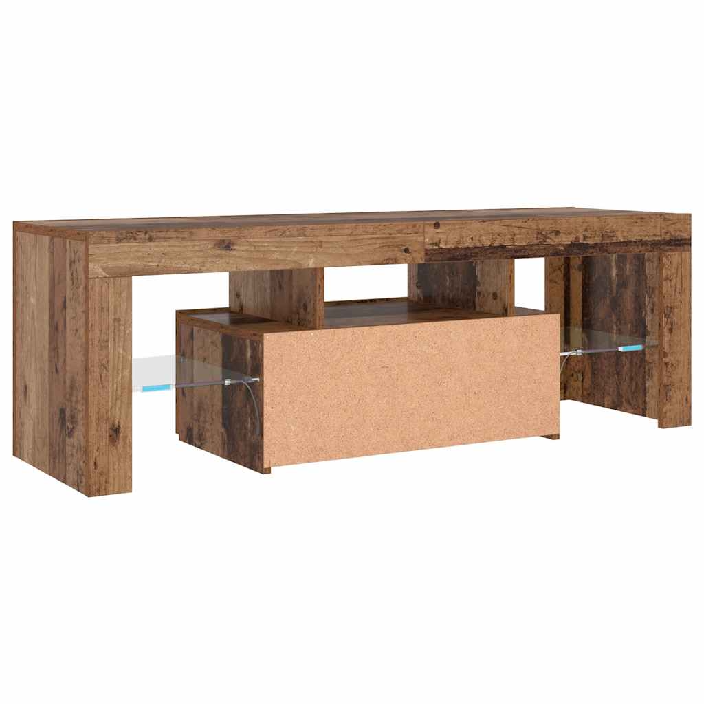 antik fa színű szerelt fa TV-szekrény LED-ekkel 120x36,5x40 cm
