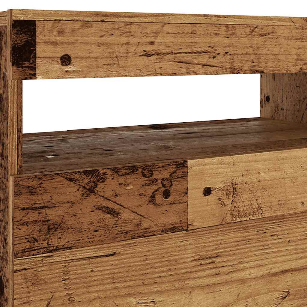 antik fa színű szerelt fa TV-szekrény LED-ekkel 120x35x40 cm