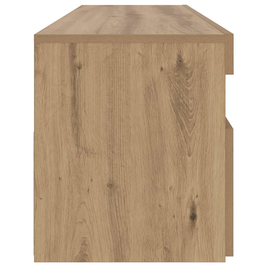 kézműves tölgy szerelt fa TV-szekrény LED-ekkel 90x35x40 cm