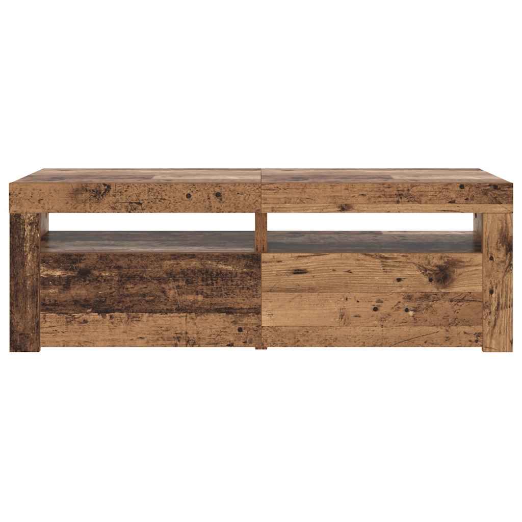 antik fa színű szerelt fa TV-szekrény LED-ekkel 120x35x40 cm