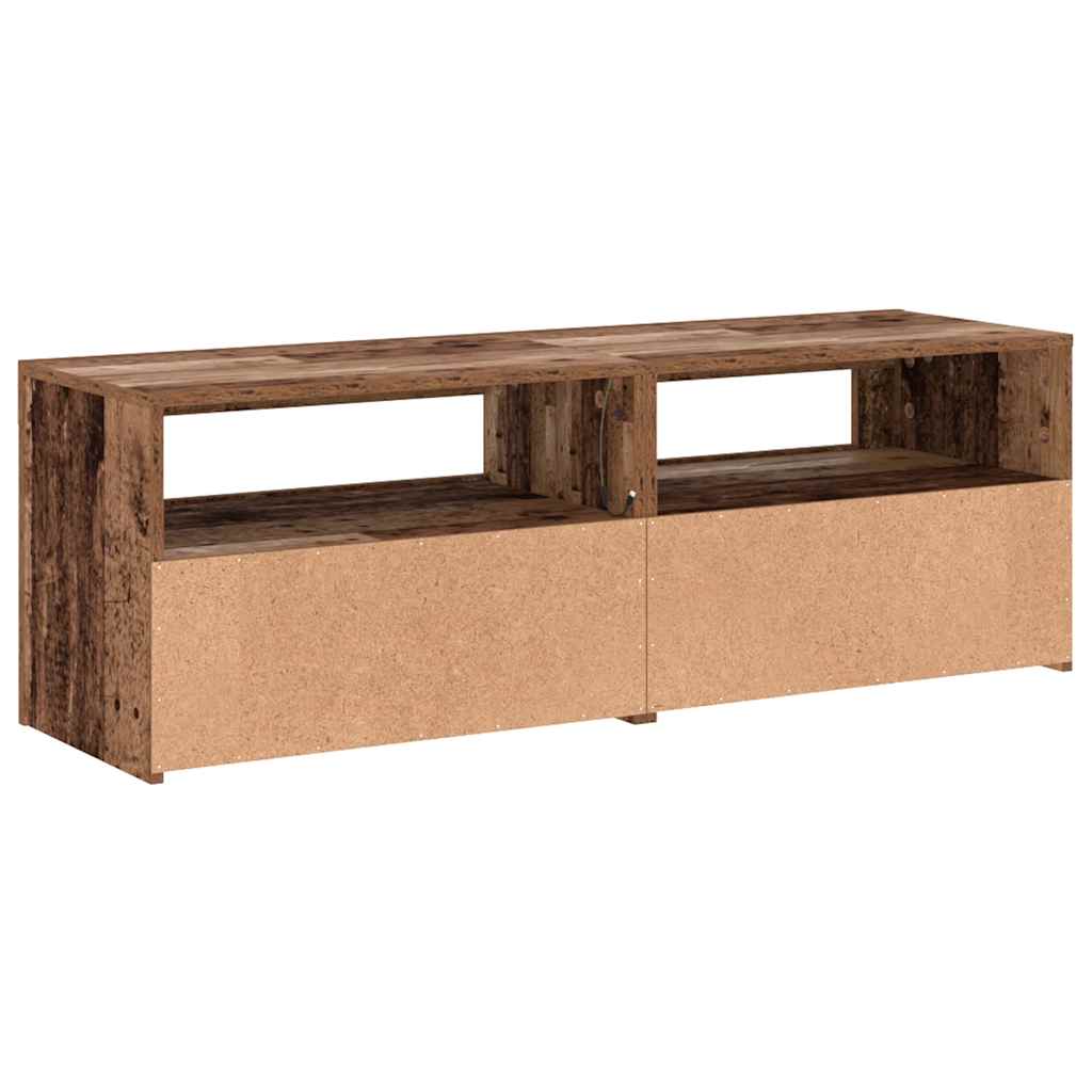 antik fa színű szerelt fa TV-szekrény LED-ekkel 120x35x40 cm