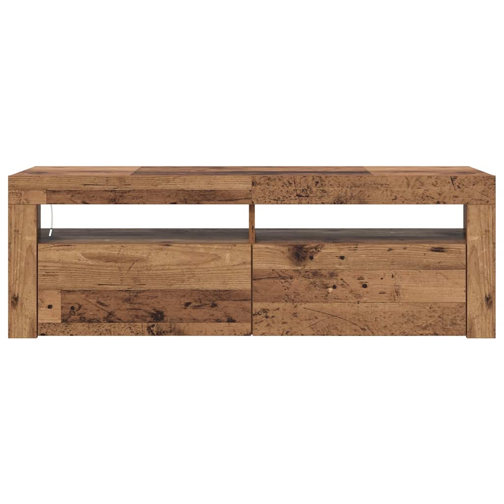antik fa színű szerelt fa TV-szekrény LED-ekkel 120x35x40 cm