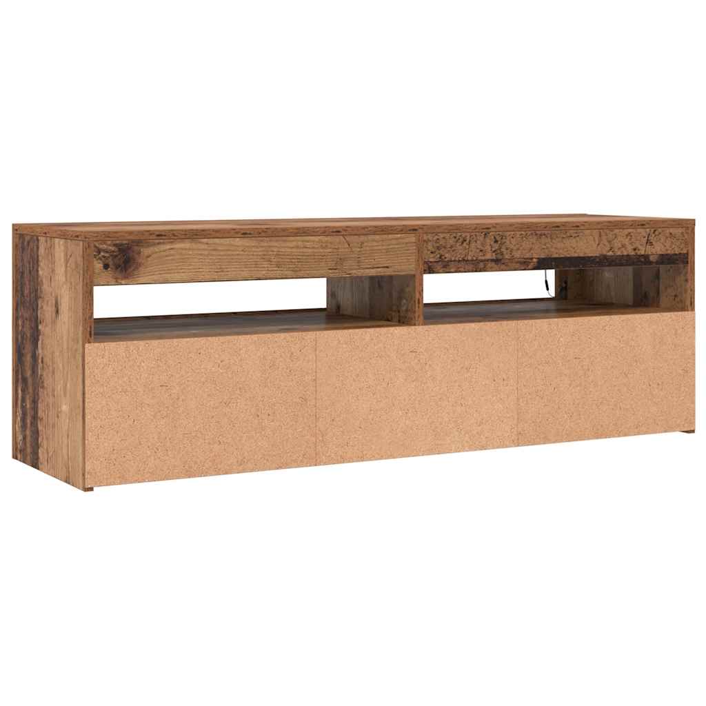 antik fa színű szerelt fa TV-szekrény LED-ekkel 120x35x40 cm