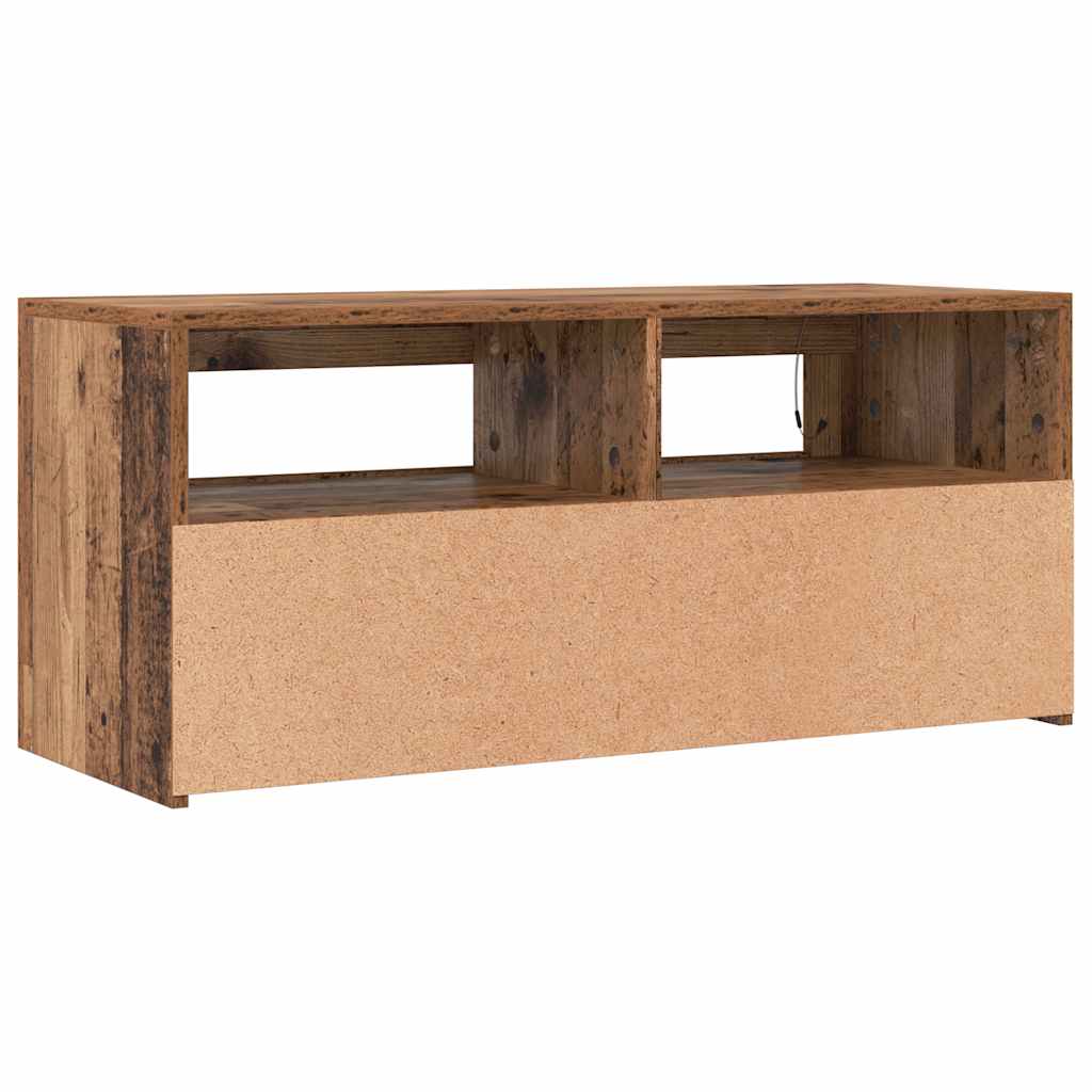 antik fa színű szerelt fa TV-szekrény LED-ekkel 90x35x40 cm