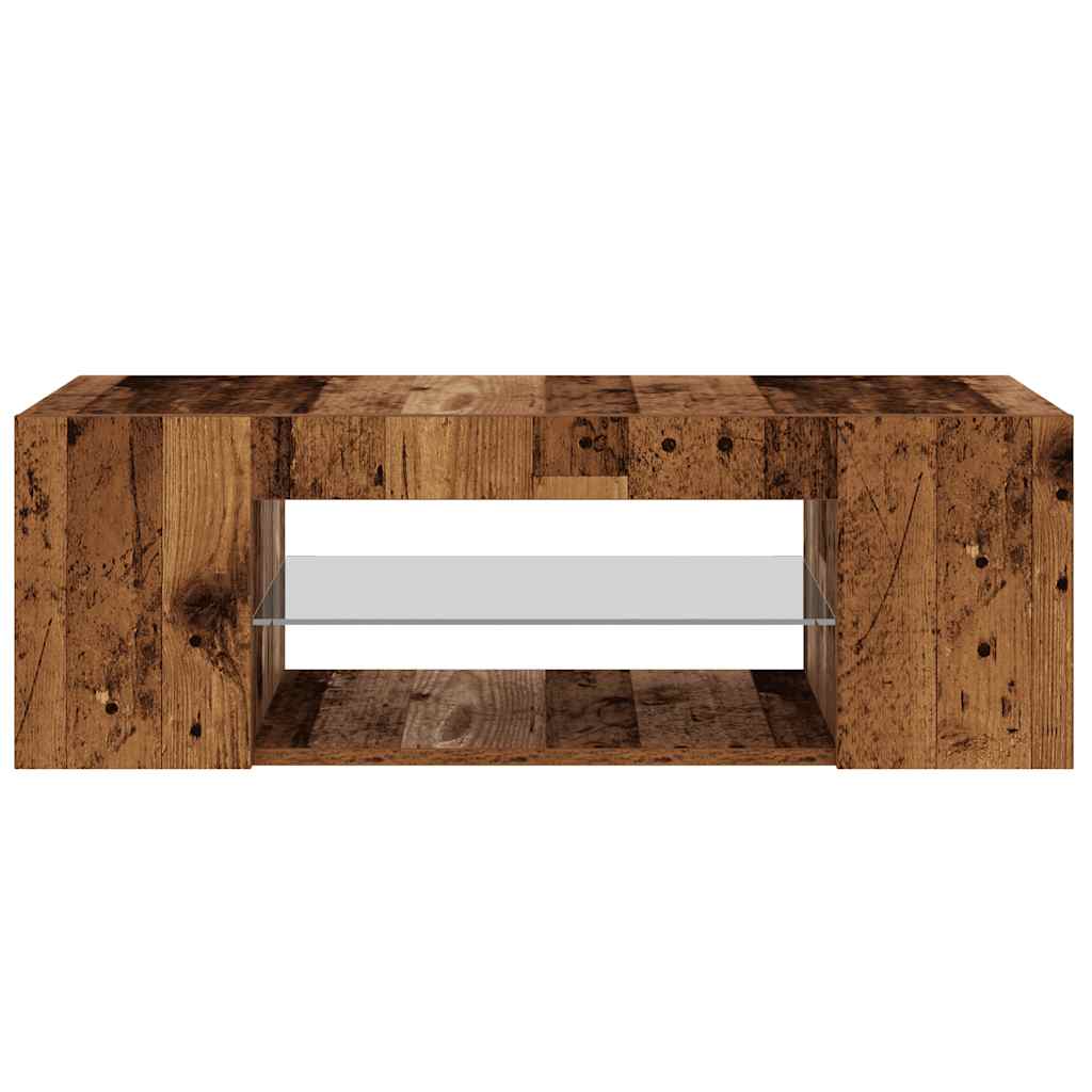 antik fa színű szerelt fa TV-szekrény LED-ekkel 90x39x30 cm
