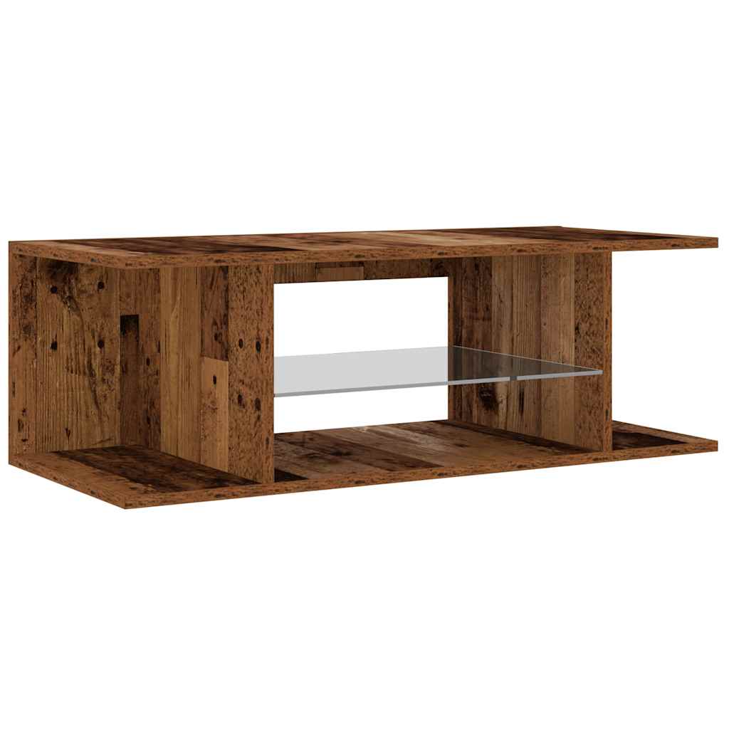 antik fa színű szerelt fa TV-szekrény LED-ekkel 90x39x30 cm
