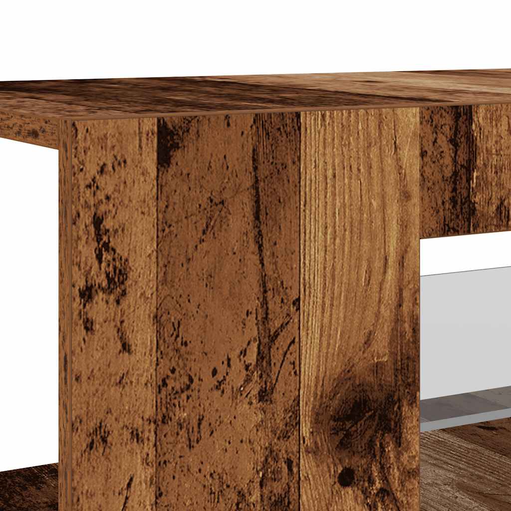 antik fa színű szerelt fa TV-szekrény LED-ekkel 90x39x30 cm