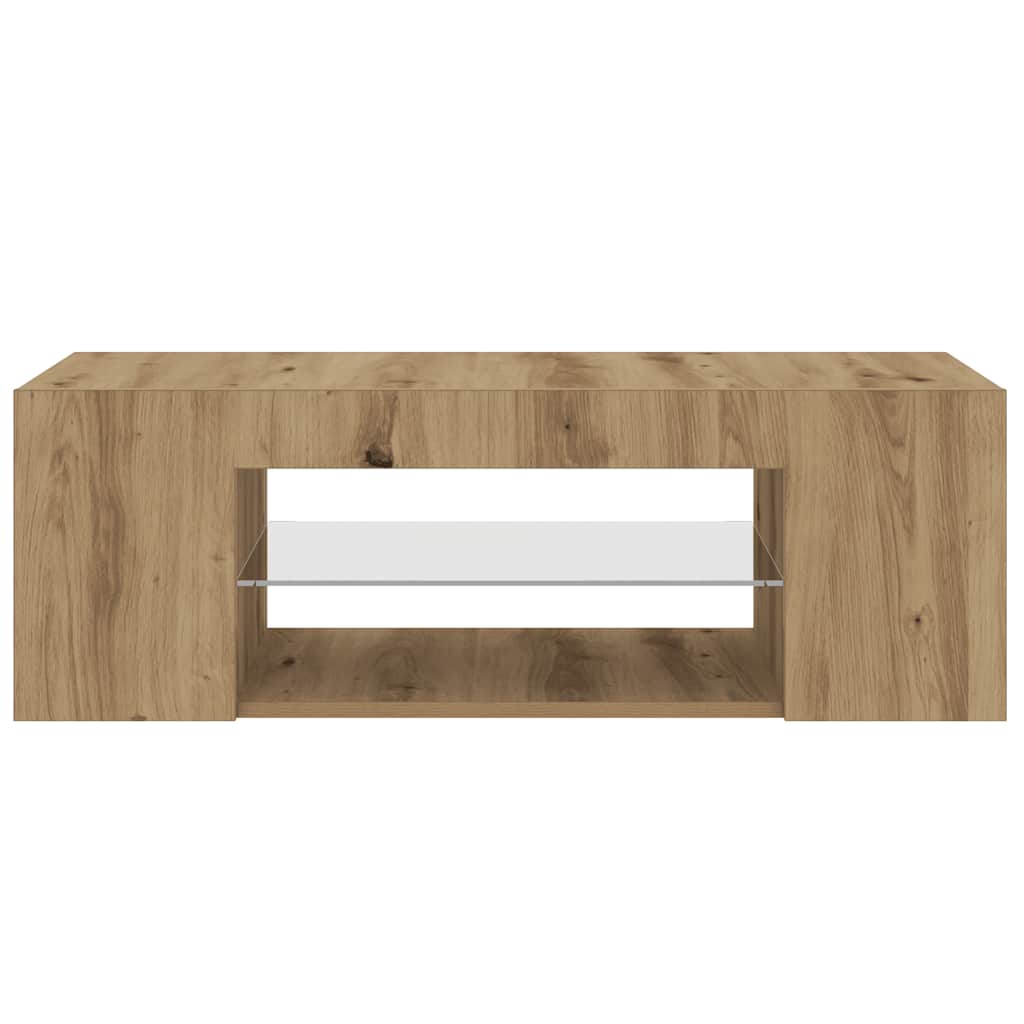kézműves tölgy szerelt fa TV-szekrény LED-ekkel 90x39x30 cm