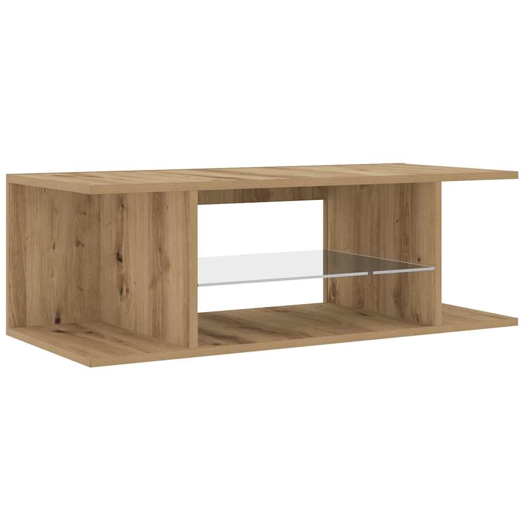 kézműves tölgy szerelt fa TV-szekrény LED-ekkel 90x39x30 cm