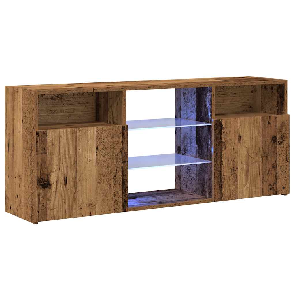 antik fa színű szerelt fa TV-szekrény LED-ekkel 120x30x50 cm