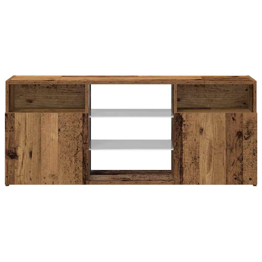 antik fa színű szerelt fa TV-szekrény LED-ekkel 120x30x50 cm